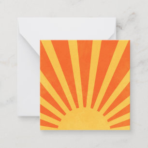 Minimalistisk Orange Gult Sol Rays Anteckningskort