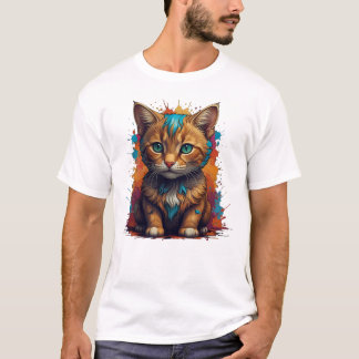 Minimalistisk Orange Katt Mysig Stil T-Shirt