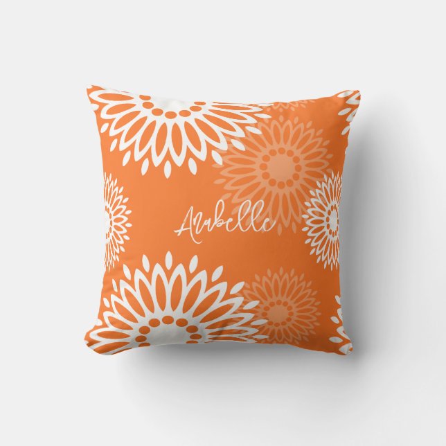 Minimalistisk Orange Mandala Geometric Blommigt Na Kudde (Framsida)
