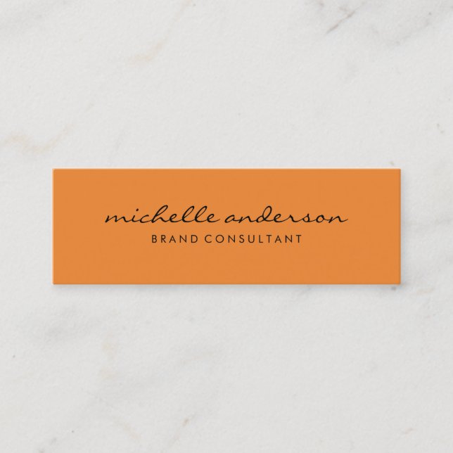 Minimalistisk Orange med kursiv text Mini Visitkort (Framsida)