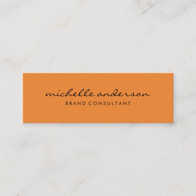 Minimalistisk Orange med kursiv text Mini Visitkort (Framsida)