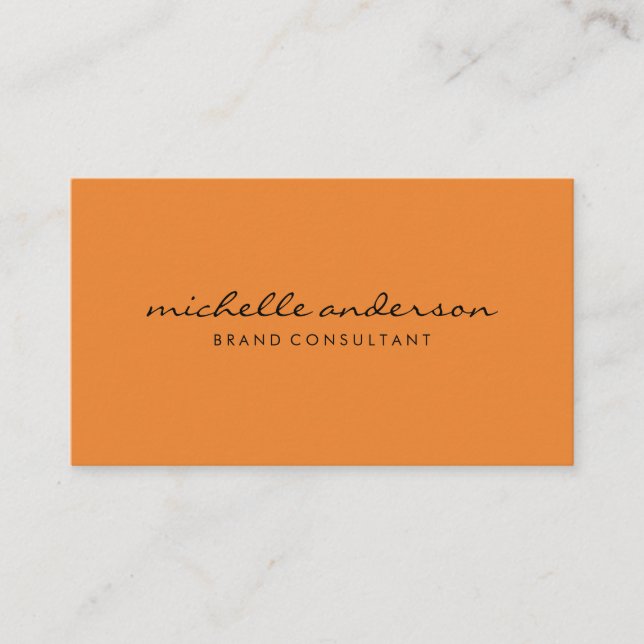 Minimalistisk Orange med kursiv text Visitkort (Framsida)