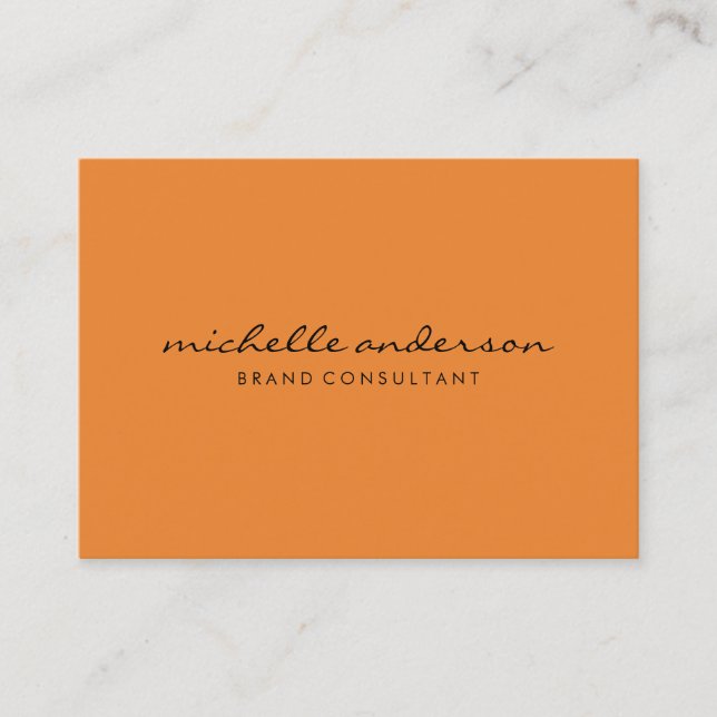 Minimalistisk Orange med kursiv text Visitkort (Framsida)