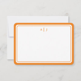 Minimalistisk orange monogram rund ram anteckningskort