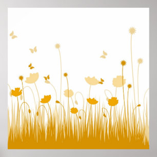Minimalistisk Orange och Blommigt för skuggor av v Poster