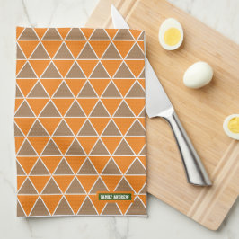 Minimalistisk orange och brunt land stil kökshandduk