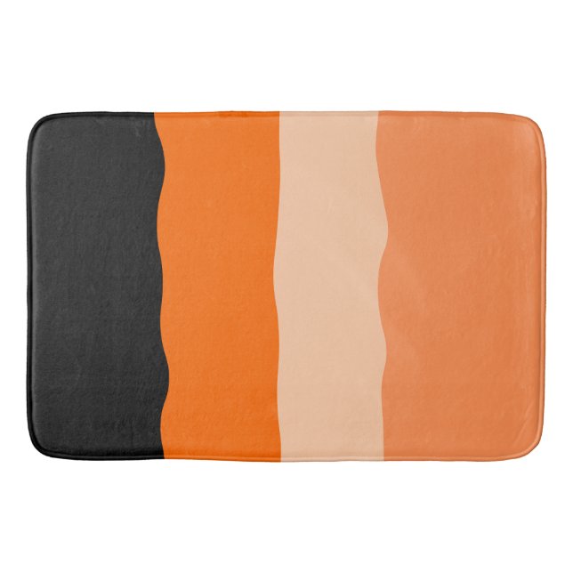 Minimalistisk Orange och svart Vågigt Rand Badrumsmatta (Framsidan)