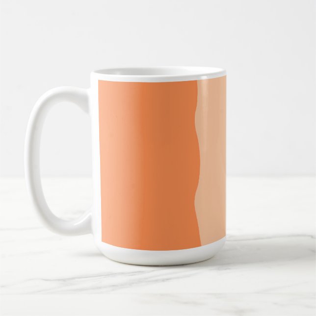 Minimalistisk Orange och svart Vågigt Rand Kaffemugg (Vänster)
