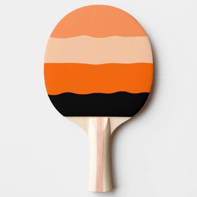 Minimalistisk Orange och svart Vågigt Rand Pingisracket (Framsidan)