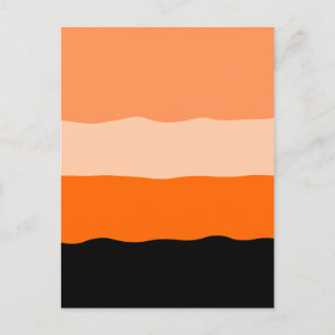 Minimalistisk Orange och svart Vågigt Rand Vykort