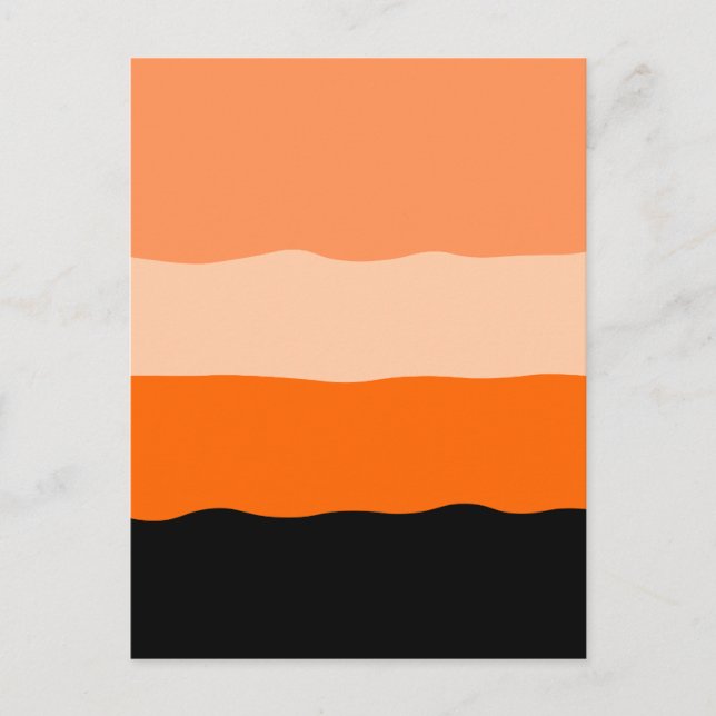 Minimalistisk Orange och svart Vågigt Rand Vykort (Framsida)