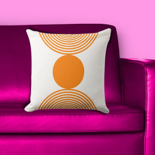 Minimalistisk Orange och vita cirklar Kudde