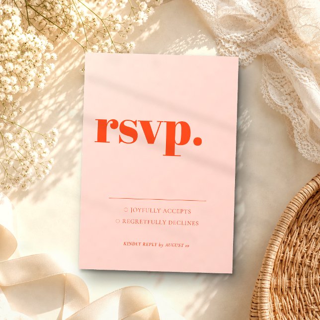 Minimalistisk Orange Rosa  Enkelt Vänligen Svara OSA Kort (Skapare uppladdad)