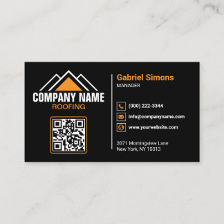 Minimalistisk Orange Tak QR-kod Byggnad Visitkort