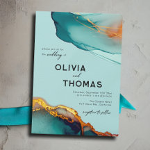 Minimalistisk Orange: Teal Modern Script Fall Wed