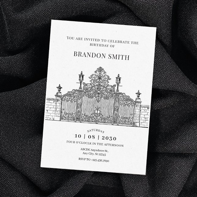 Minimalistisk Ornate entrance Grind art-födelsedag Inbjudningar (Skapare uppladdad)
