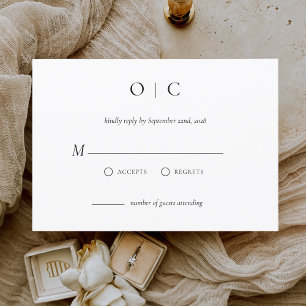 Minimalistisk OSA av Elegant, enkel svart vit Inbjudningar