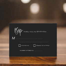 Minimalistisk OSA av Elegant, enkel svart vit Inbjudningar