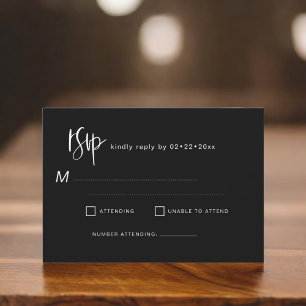 Minimalistisk OSA av Elegant, enkel svart vit Inbjudningar