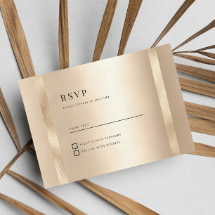 Minimalistisk OSA av lyxchampagne med guld-glam Inbjudningar