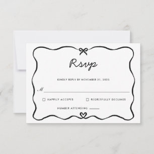 Minimalistisk OSA av skript Cute Bow Heart Ram Kort