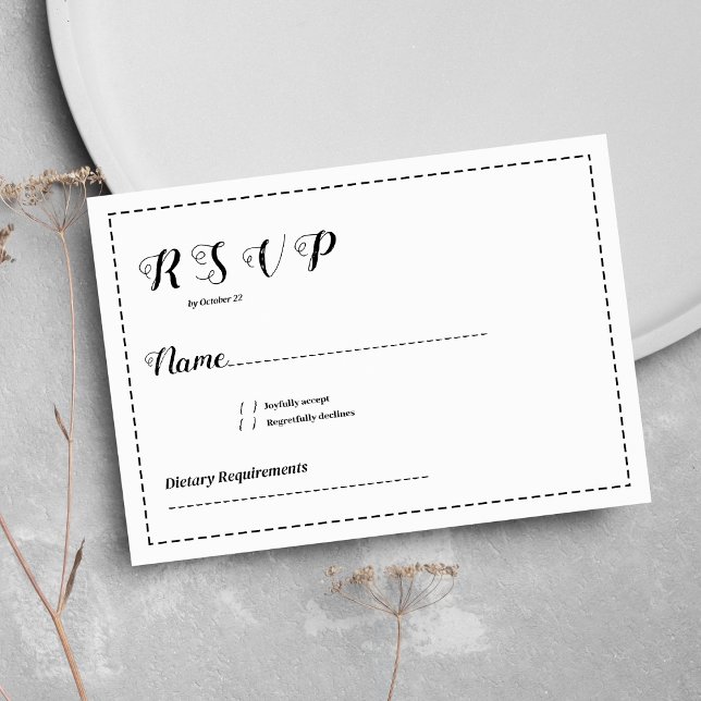 Minimalistisk OSA av svartvit kalligrafi Inbjudningar (Minimalist black and white calligraphy RSVP )