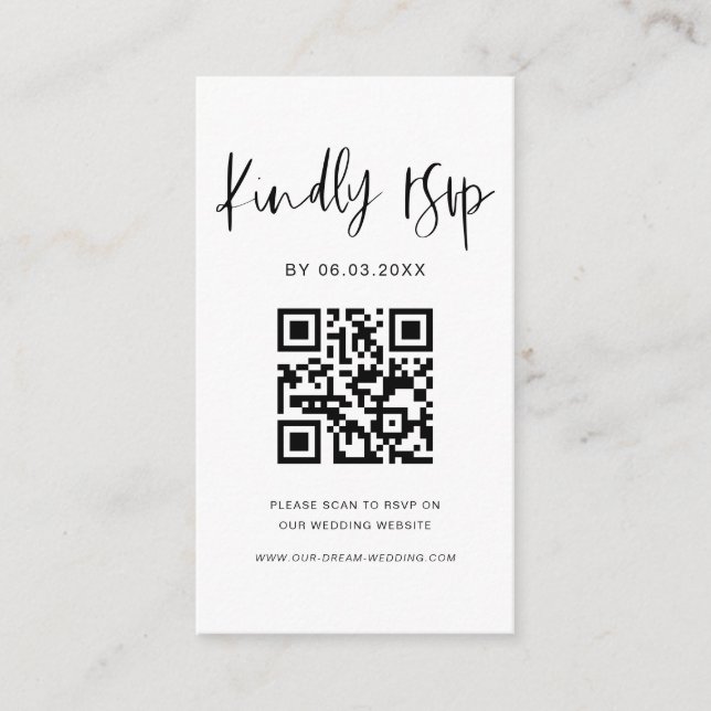 Minimalistisk OSA-Bröllop webbplats för QR-kod Tilläggskort (Framsida)