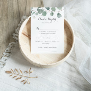 Minimalistisk OSA för Eucalyptus Bröllop Menu Choi Kort