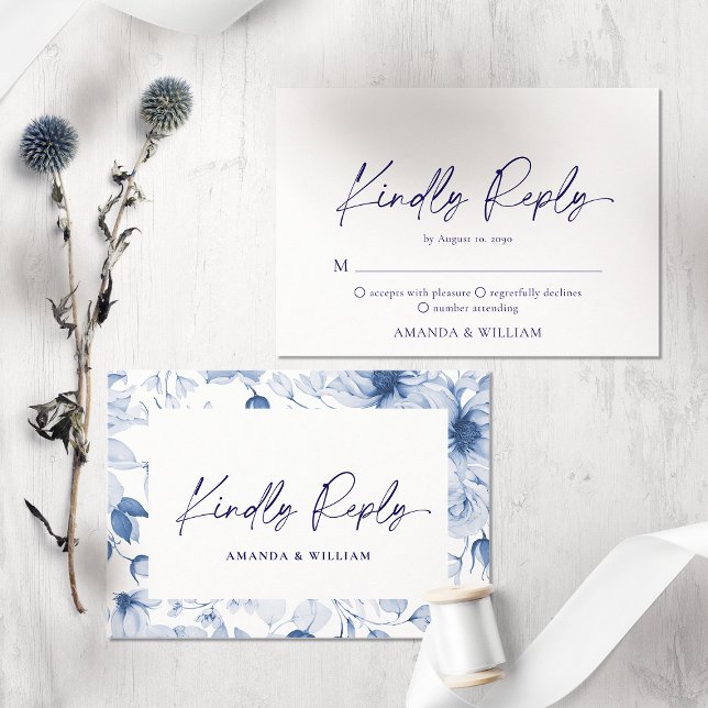 Minimalistisk OSA kort för blå Blommigt - vänligt  (Skapare uppladdad)
