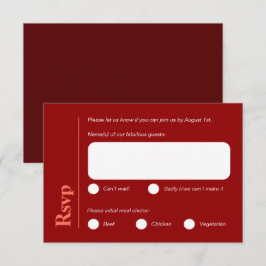 Minimalistisk OSA kort för val av Bright Red Meal