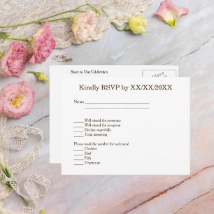 Minimalistisk OSA Menu-Anpassningsbar Bride Groom- Inbjudan Vykort