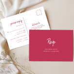 Minimalistisk OSA om val av Bröllop-måltid i moder Vykort<br><div class="desc">Dessa vykort för elegant, minimalistisk respons från bröllop har modern skripttypografi och ren, sans serif-text för en enkel magenta och snyggt, röd och vit design som du kommer att använda i kärlek. Det finns utrymme att lägga till dina gästalternativ för val av måltid eller val av måltid. Texten hålls kvar...</div>