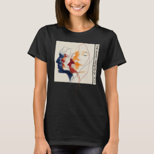 Minimalistisk överlappande ansikten Linje Konst Po T Shirt