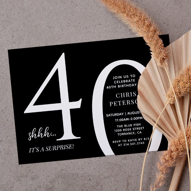 Minimalistisk överraskning 40:e födelsedagen Party Inbjudningar (Skapare uppladdad)