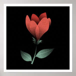 Minimalistisk övertoningsblomma i röd ros poster