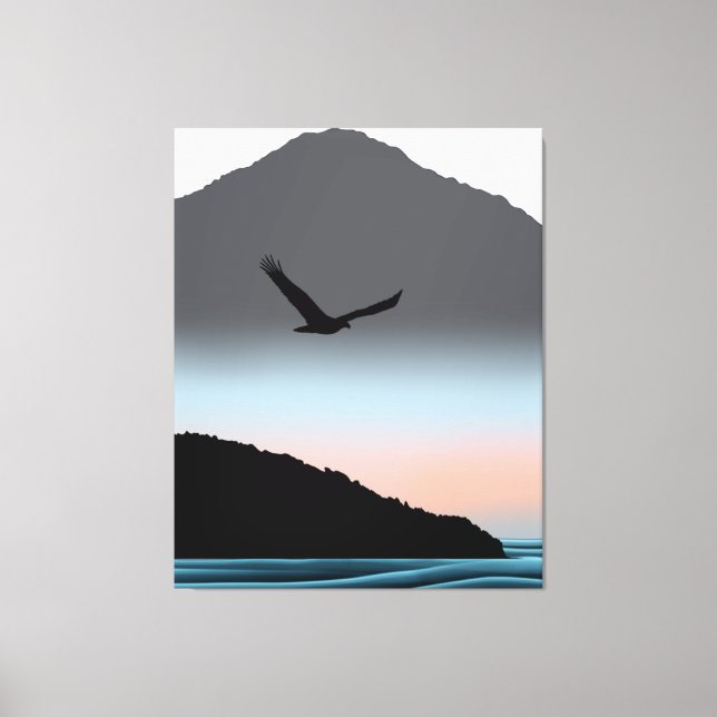 Minimalistisk Pacific Northwest Eagle Mountain Art Canvastryck (Framsida)