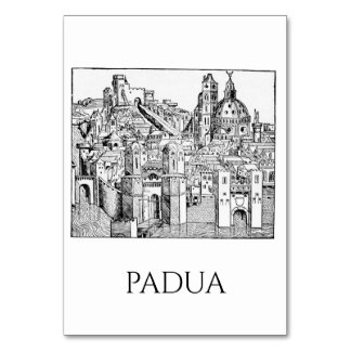 Minimalistisk Padua Medeltida Stadssiluett Linjeko Bordsnummer