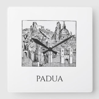 Minimalistisk Padua Medeltida Stadssiluett Linjeko Fyrkantig Klocka
