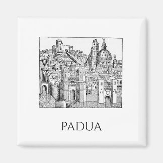 Minimalistisk Padua Medeltida Stadssiluett Linjeko Magnet