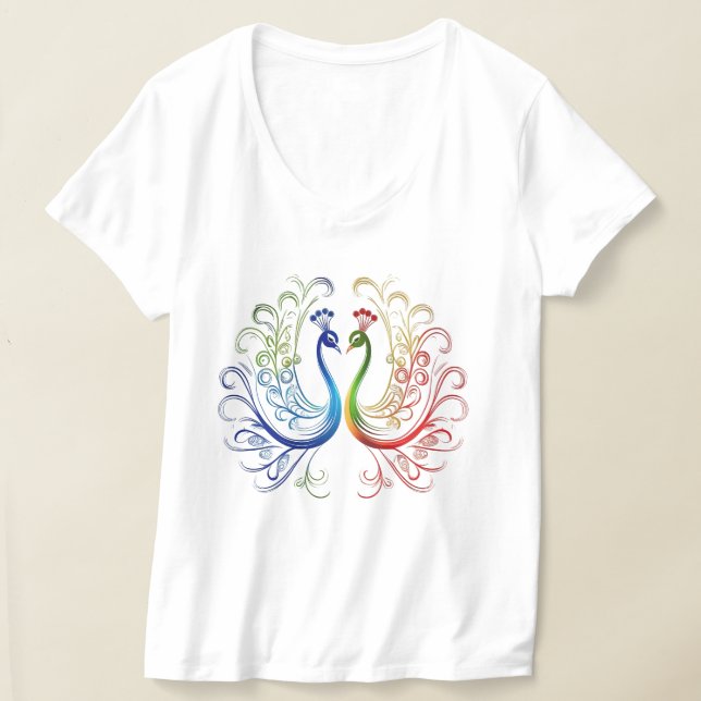 Minimalistisk Påfågel T-Shirt (Laydown)