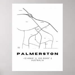 Minimalistisk Palmerston Karta med koordinater Poster