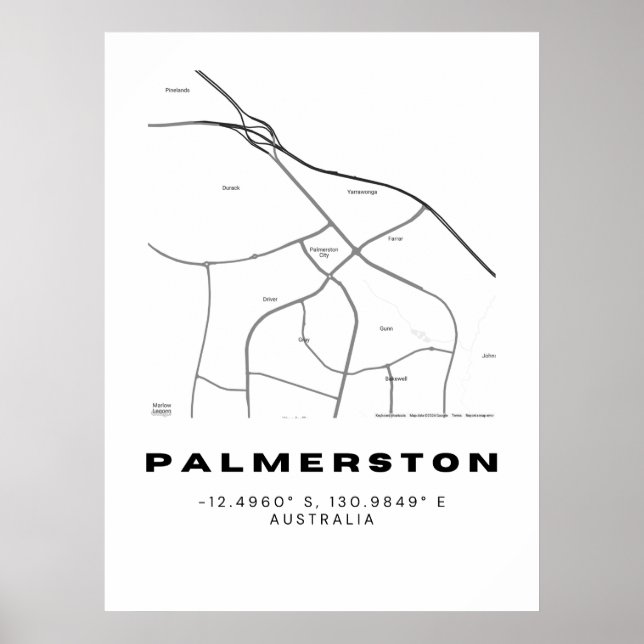 Minimalistisk Palmerston Karta med koordinater Poster (Framsidan)