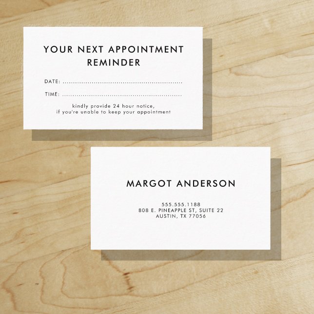 Minimalistisk påminnelseverksamhet för möten tidsbeställning kort ("Everyday is abundantly beautiful." 
Sincerely Best Wishes from Lucky Design World)