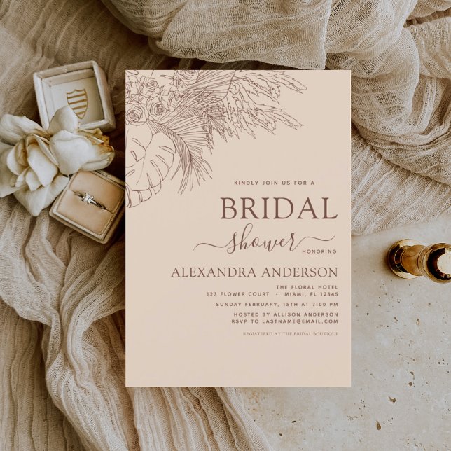 Minimalistisk Pampas Grass för budgeterad Möhippa Flygblad (Skapare uppladdad)