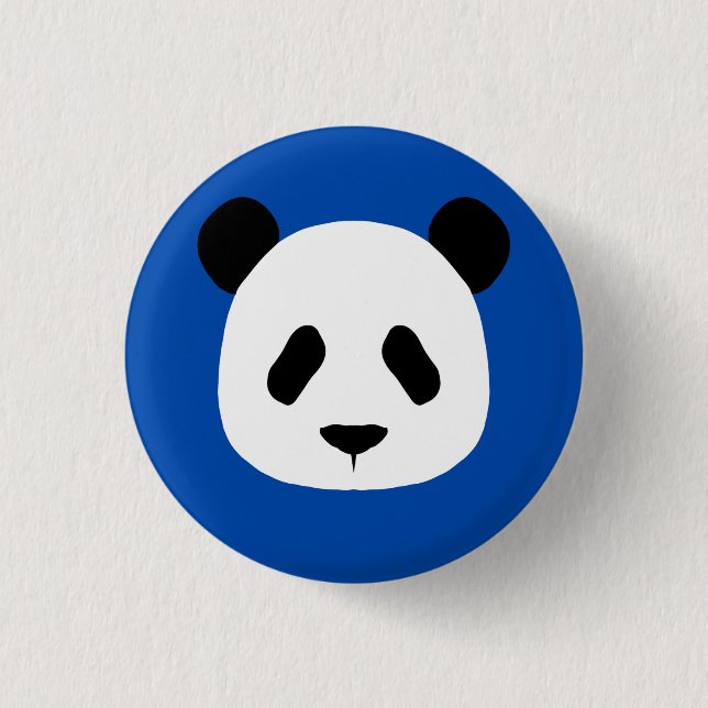 Minimalistisk Panda Mönster-Cobalt Blue Knapp (Framsida)