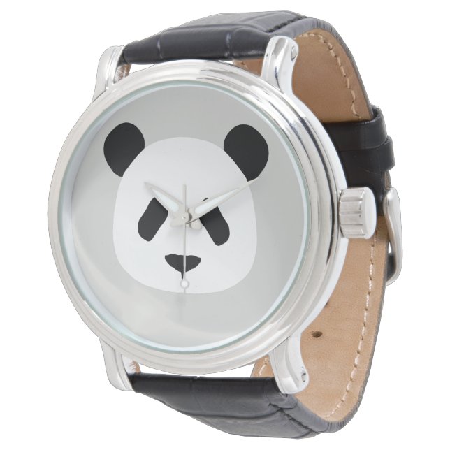 Minimalistisk Panda Mönster - lätt Grått Armbandsur (Vinklad)