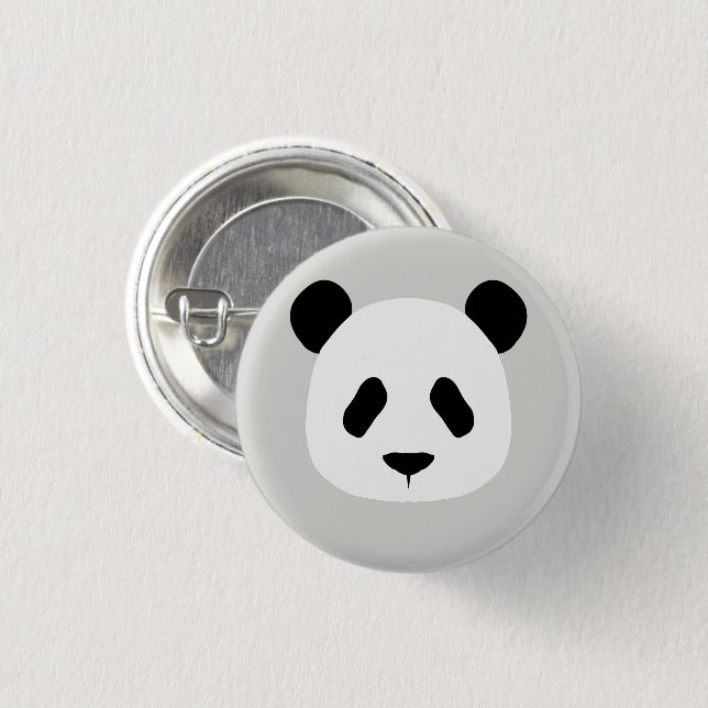 Minimalistisk Panda Mönster - lätt Grått Knapp (Framsida & baksida)