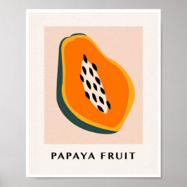 Minimalistisk papaya frukt Tropisk köks konst Poster