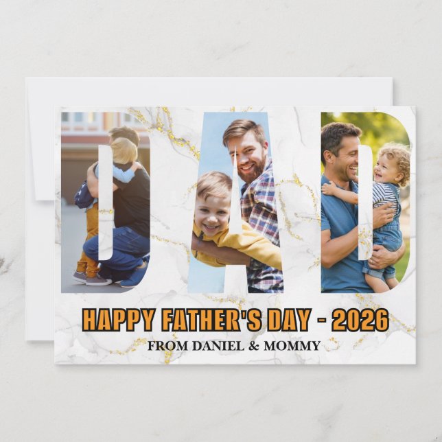Minimalistisk Pappa Foto Collage Glad Fars Dag Kort (Framsida)