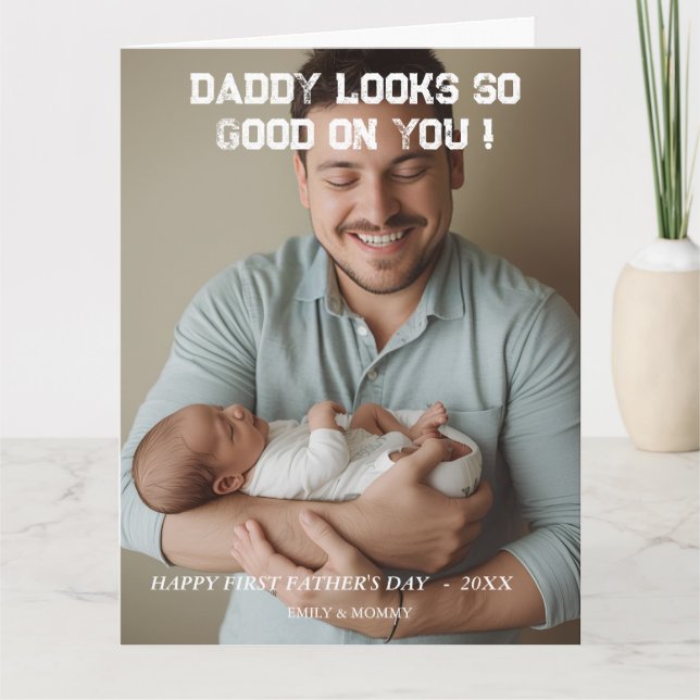 Minimalistisk Pappa Fotokollage Gott fars dag  Kort (Framsida)